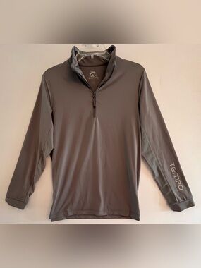 TEMPO Equestrian Grey Quarter-Zip Long Sleeve Sun Shirt Top L